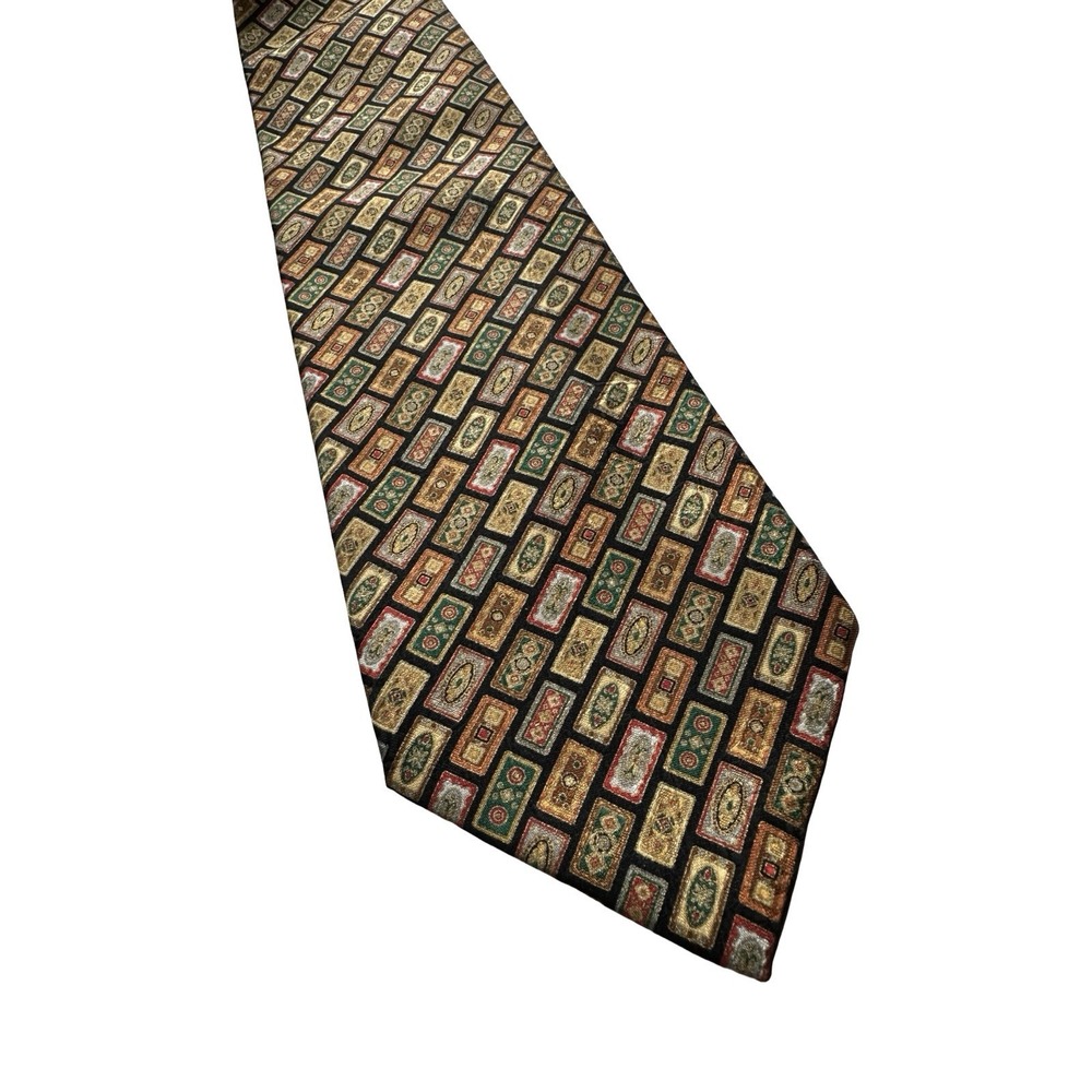 Stefano Ricci Black Geometric Boxes AOP Pure Silk Men’s Tie 4 Inch Width - Picture 2 of 6